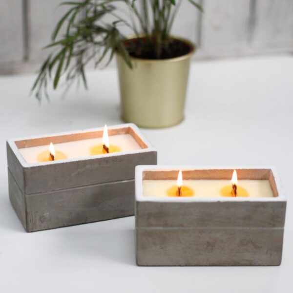 Concrete Wooden Wick Candle Boxes