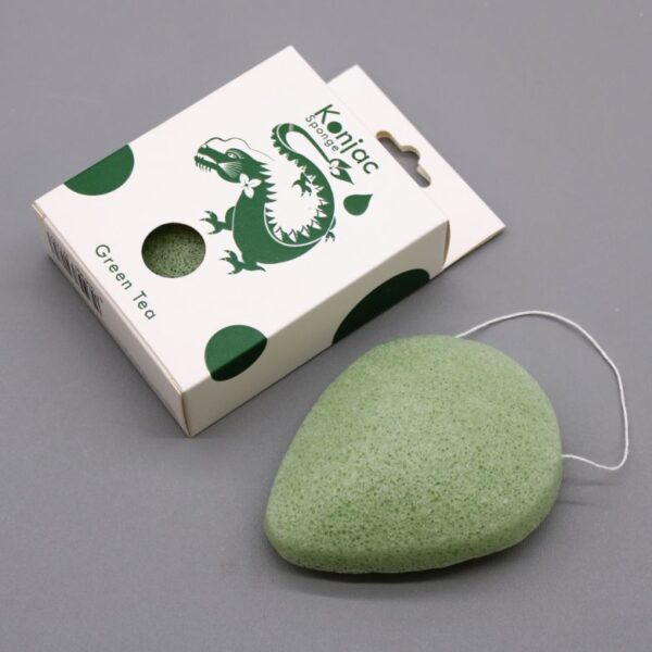 Green Tea Teardrop Konjac Sponge - Protective - Image 2