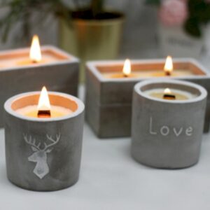 Concrete Wooden Wick Soy Wax Candles