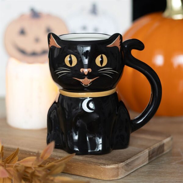 Spooky Black Cat Shaped Mug - Image 6