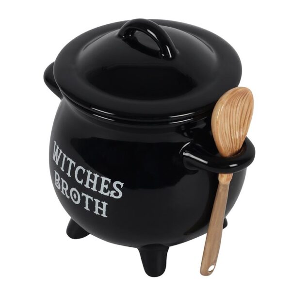 Witches Broth Cauldron Soup Bowl with Broom Spoon - Image 2