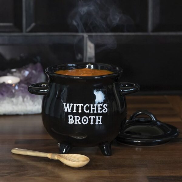 Witches Broth Cauldron Soup Bowl with Broom Spoon - Image 4