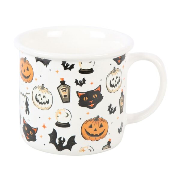 Spooky Cat and Pumpkin Print Mug - Image 3